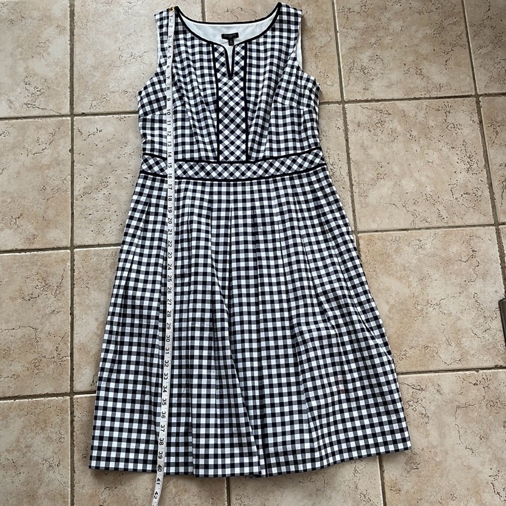 NWOT Talbots Blue & White Gingham Check Sleeveless Pleated Dress Size 8P - Picture 12 of 15